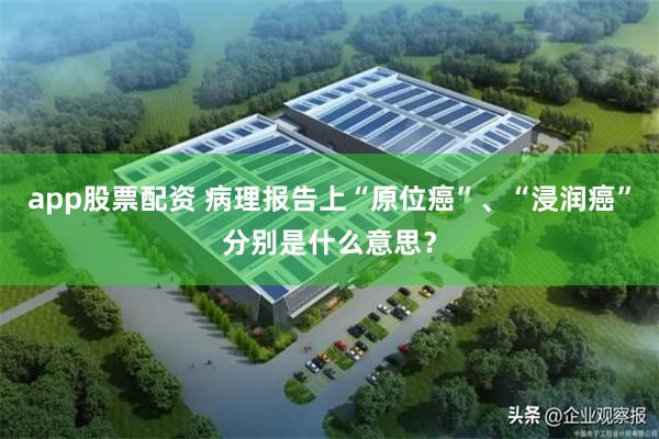 app股票配资 病理报告上“原位癌”、“浸润癌”分别是什么意思？