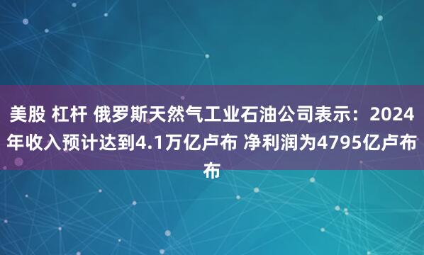 美股 杠杆 俄罗斯天然气工业石油公司表示：2024年收入预计达到4.1万亿卢布 净利润为4795亿卢布