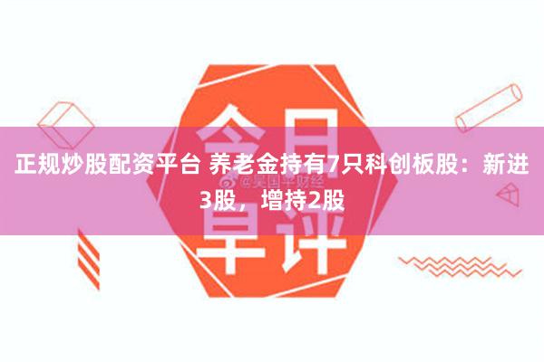 正规炒股配资平台 养老金持有7只科创板股：新进3股，增持2股
