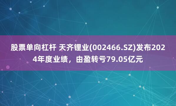 股票单向杠杆 天齐锂业(002466.SZ)发布2024年度业绩，由盈转亏79.05亿元