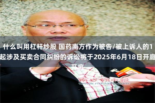 什么叫用杠杆炒股 国药南方作为被告/被上诉人的1起涉及买卖合同纠纷的诉讼将于2025年6月18日开庭