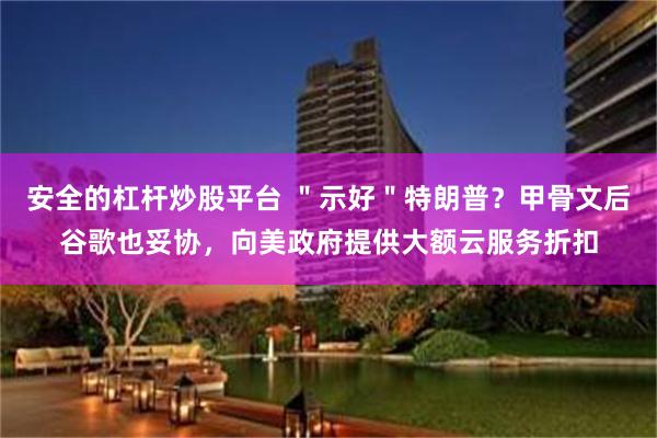 安全的杠杆炒股平台 ＂示好＂特朗普？甲骨文后谷歌也妥协，向美政府提供大额云服务折扣